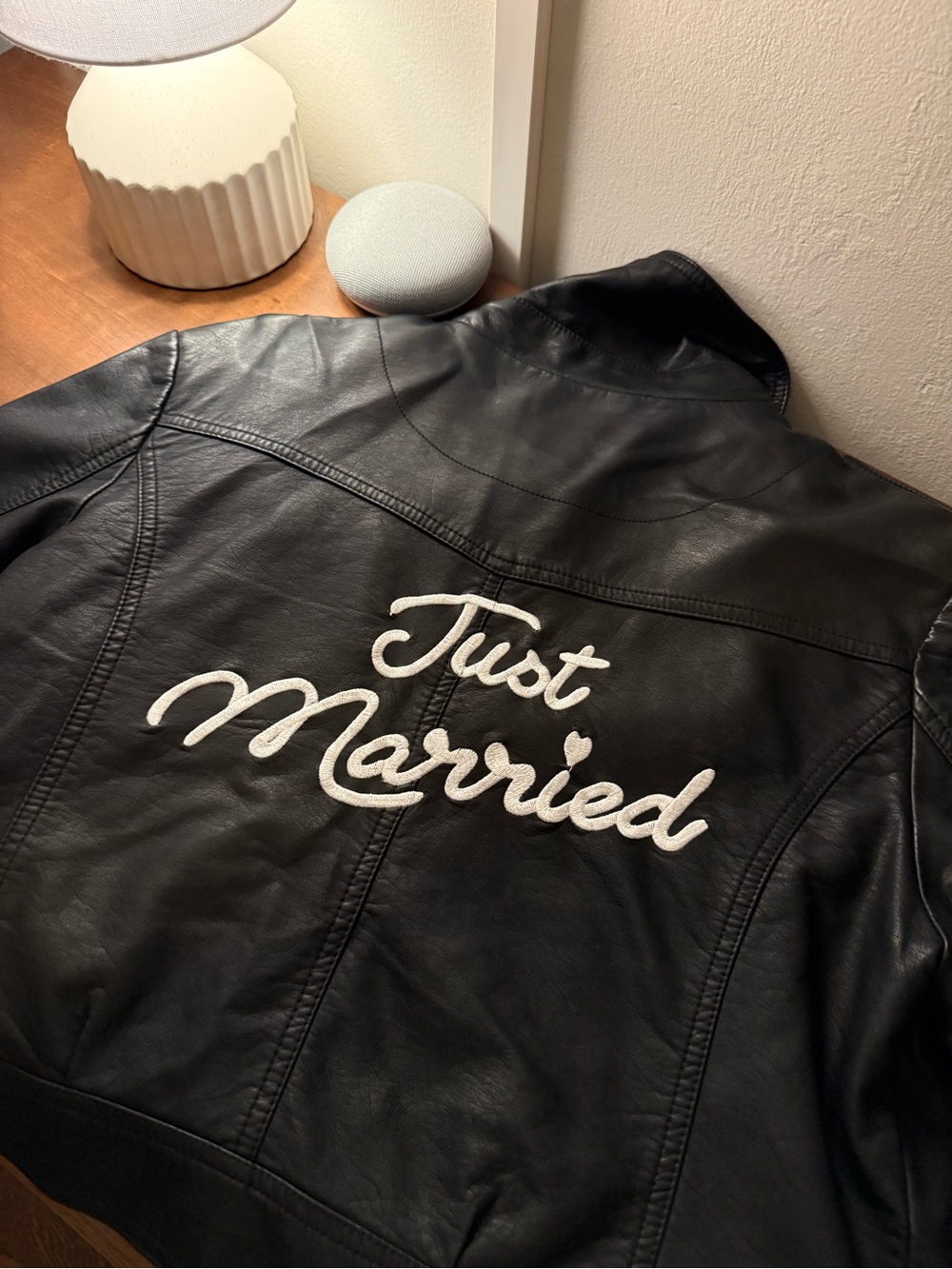 David's Bridal Black 'Just Married' Jacket - Large